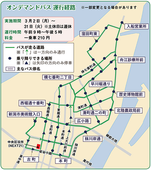 オンデマンドバス運行経路図