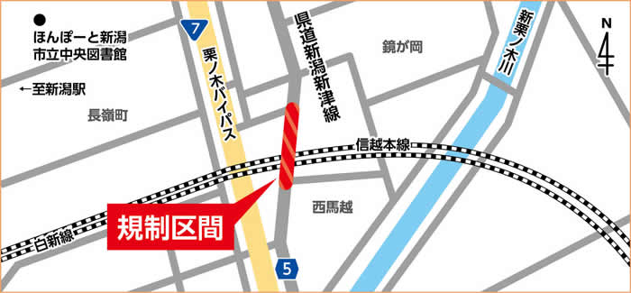 通行規制区間の地図