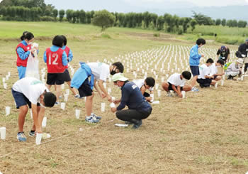 葛塚中学校 福島潟自然文化祭　雁迎灯ろうそく立て