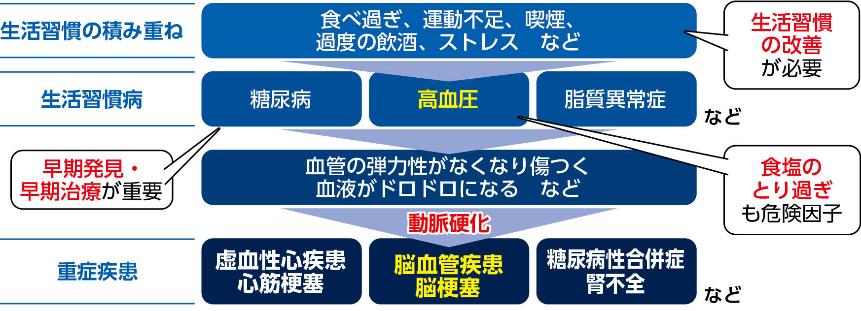 動脈硬化になる要因とそれによる重症疾患