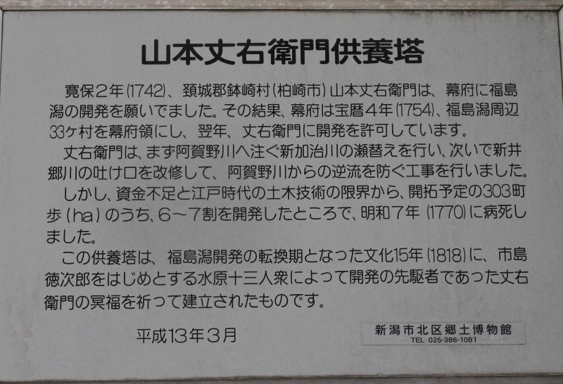 山本丈右衛門供養塔の説明板クローズアップ