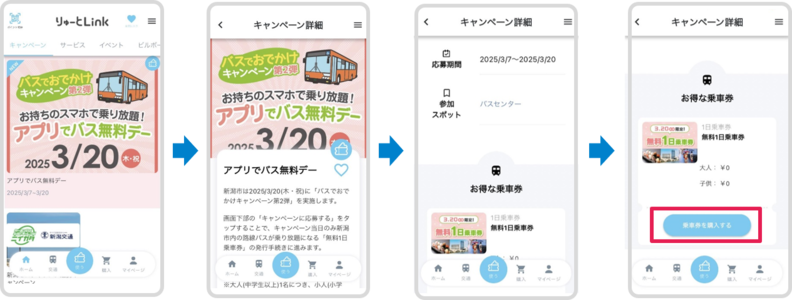 キャンペーンページから「無料1日乗車券」を選択