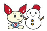 けんけつちゃんと雪だるまのイラスト