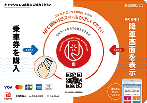 バス車内に設置してあるNFCタグ・二次元コードの写真