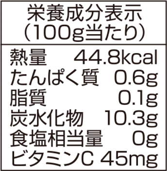 越後姫の栄養成分表示（例）